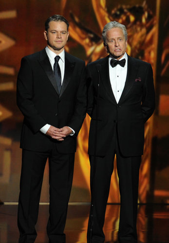 Matt Damon and Michael Douglas presented an award together at the Emmys.
Matt Damon and Michael Douglas presented an award together at the Emmys.