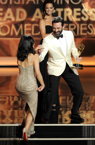 Jon Hamm presented Julia Louis-Dreyfus with her award.
Jon Hamm presented Julia Louis-Dreyfus with her award.