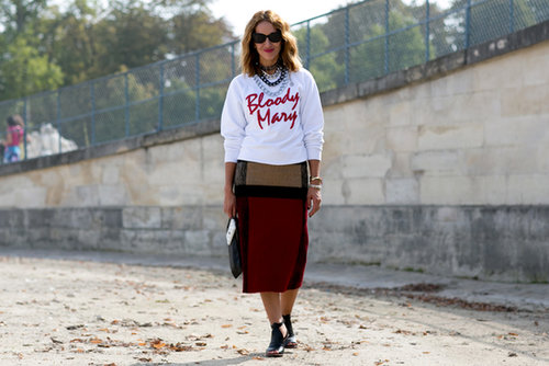 A statement sweatshirt and a cool pencil skirt are a match made in fashion heaven.
A statement sweatshirt and a cool pencil skirt are a match made in fashion heaven.