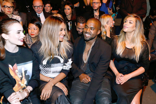 Lily Collins, Ciara, Kanye West, and Kim Kardashian chatted at Sunday's Givenchy show.
Lily Collins, Ciara, Kanye West, and Kim Kardashian chatted at Sunday's Givenchy show.
