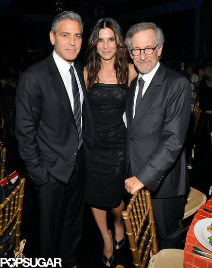 George Clooney met up with Sandra Bullock and Steven Speilberg.
George Clooney met up with Sandra Bullock and Steven Speilberg.