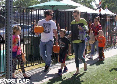 Mark Wahlberg and Rhea Durham bought pumpkins with their kids.
Mark Wahlberg and Rhea Durham bought pumpkins with their kids.