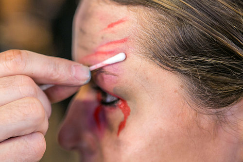 Get fancy with your application, and go back with a cotton swab to create scratch marks.
Get fancy with your application, and go back with a cotton swab to create scratch marks.