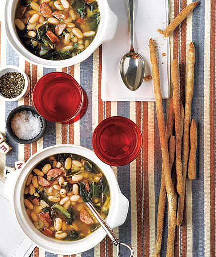 White Bean Soup With Andouille and Collards White Bean Soup With Andouille and Collards