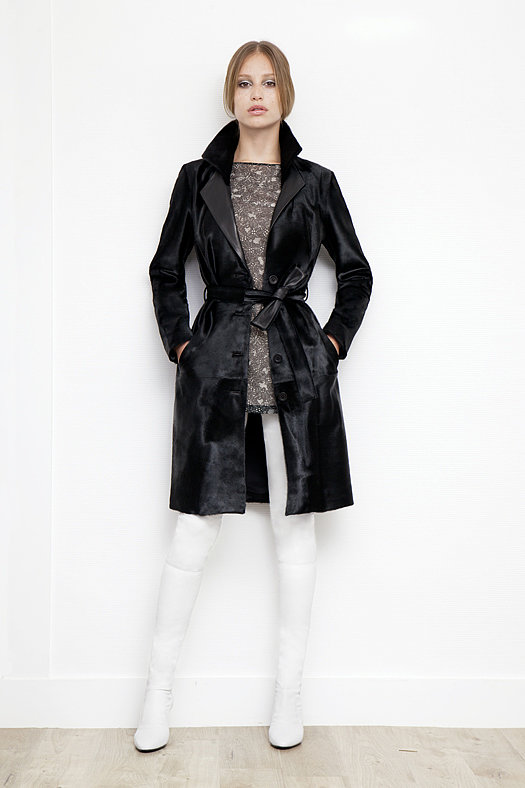 Long Sleeve Lace Window Print Silk Blouse in Black ($450), Calf Hair Trench Coat in Black ($3,995), Sweet Revenge Stretch Nappa Legging Boot in Cream ($2,395)
Photo courtesy of Tamara Mellon
Long Sleeve Lace Window Print Silk Blouse in Black ($450), Calf Hair Trench Coat in Black ($3,995), Sweet Revenge Stretch Nappa Legging Boot in Cream ($2,395)
Photo courtesy of Tamara Mellon