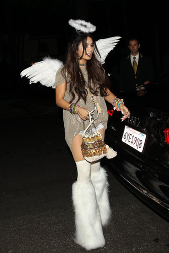 Vanessa Hudgens outfitted a unique play on an angel for a costume party in Beverly Hills.
Vanessa Hudgens outfitted a unique play on an angel for a costume party in Beverly Hills.