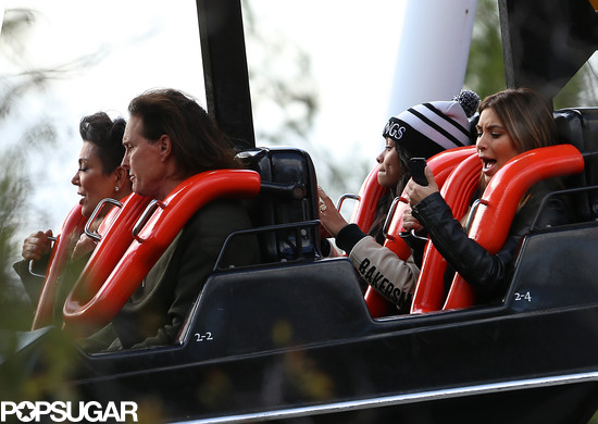 Kim Kardashian was texting during a roller-coaster ride with Bruce and Kris Jenner at Six Flags Magic Mountain on Tuesday.
Kim Kardashian was texting during a roller-coaster ride with Bruce and Kris Jenner at Six Flags Magic Mountain on Tuesday.