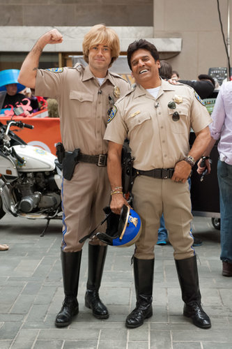 Carson Daly dressed up as Sgt. Getraer (aka, Robert Pine) for Halloween in 2013 on The Today Show. He got bonus Halloween help from Erik Estrada.
Carson Daly dressed up as Sgt. Getraer (aka, Robert Pine) for Halloween in 2013 on The Today Show. He got bonus Halloween help from Erik Estrada.