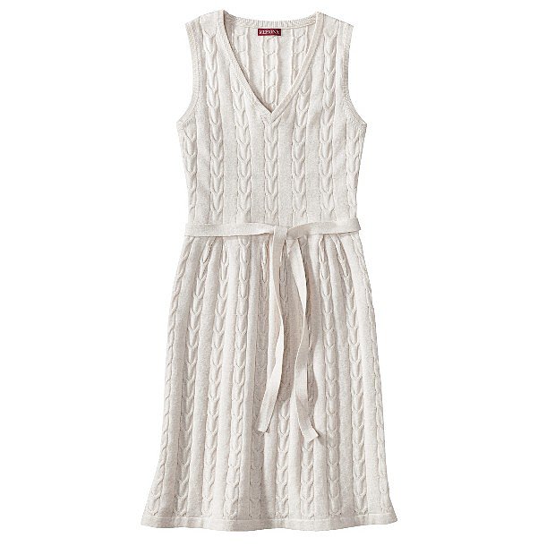 This Merona cable-knit sleeveless sweater dress ($35) would look perfectly seasonal with a pair of knee-high boots and a gray blazer.
This Merona cable-knit sleeveless sweater dress ($35) would look perfectly seasonal with a pair of knee-high boots and a gray blazer.