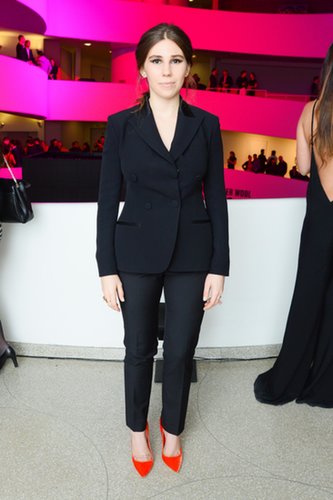Zosia Mamet's Dior suit framed her bright orange Dior pumps perfectly at the preparty for the Guggenheim International Gala. A sparkling ring also by the brand finished off her outfit.
Zosia Mamet's Dior suit framed her bright orange Dior pumps perfectly at the preparty for the Guggenheim International Gala. A sparkling ring also by the brand finished off her outfit.