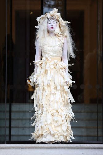 Just in time for Halloween, Lady Gaga channeled a ghost in a tattered white dress while leaving her hotel in London.
Just in time for Halloween, Lady Gaga channeled a ghost in a tattered white dress while leaving her hotel in London.