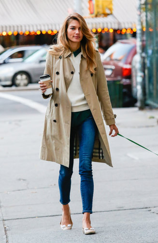 The classic trench was effortlessly chic on Jessica Hart, who wore hers around New York City with cropped jeans and ballet flats.
The classic trench was effortlessly chic on Jessica Hart, who wore hers around New York City with cropped jeans and ballet flats.