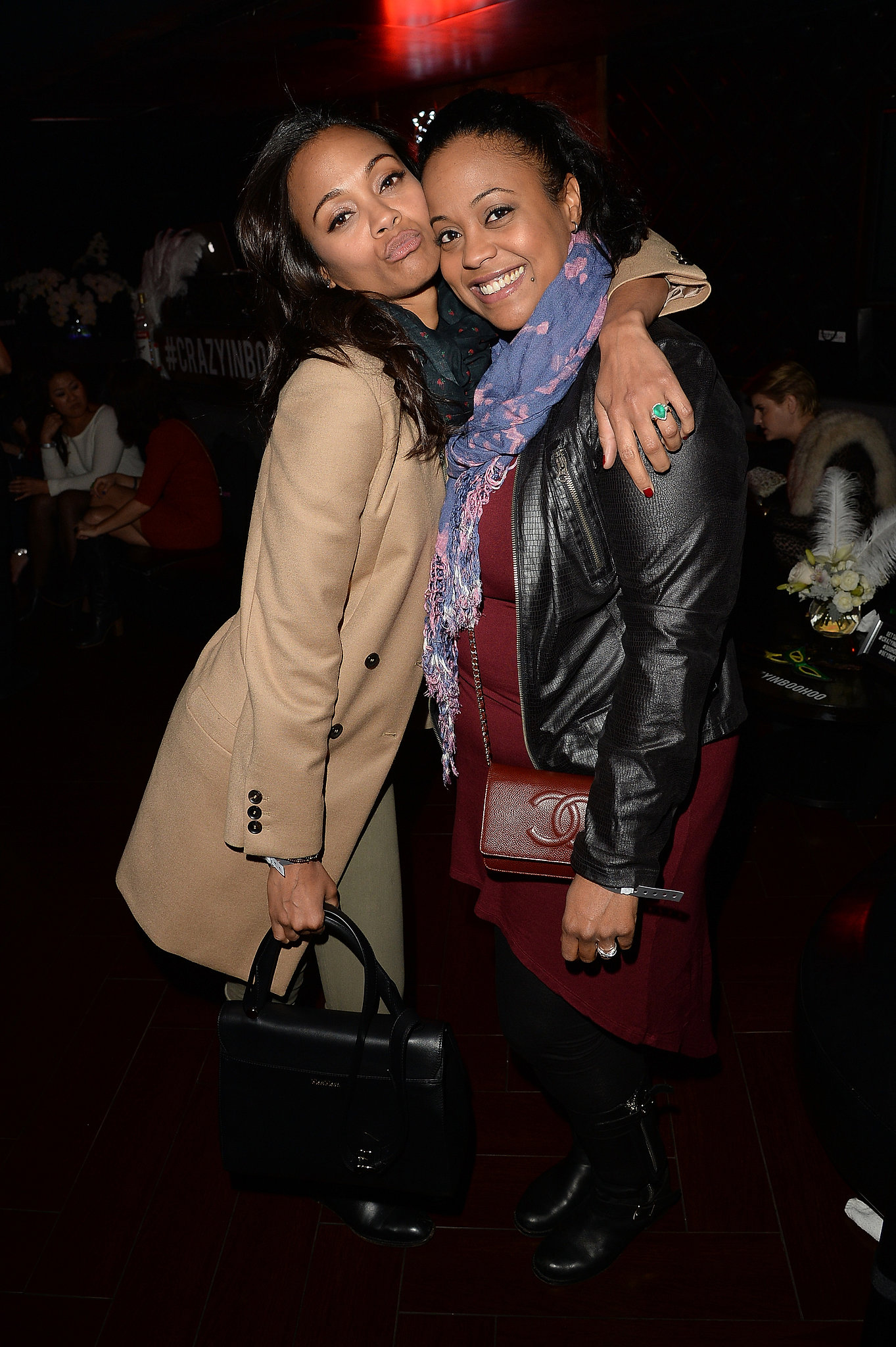 Zoe Saldana planted a kiss on her sister Mariel Saldana. Beyoncé's LA