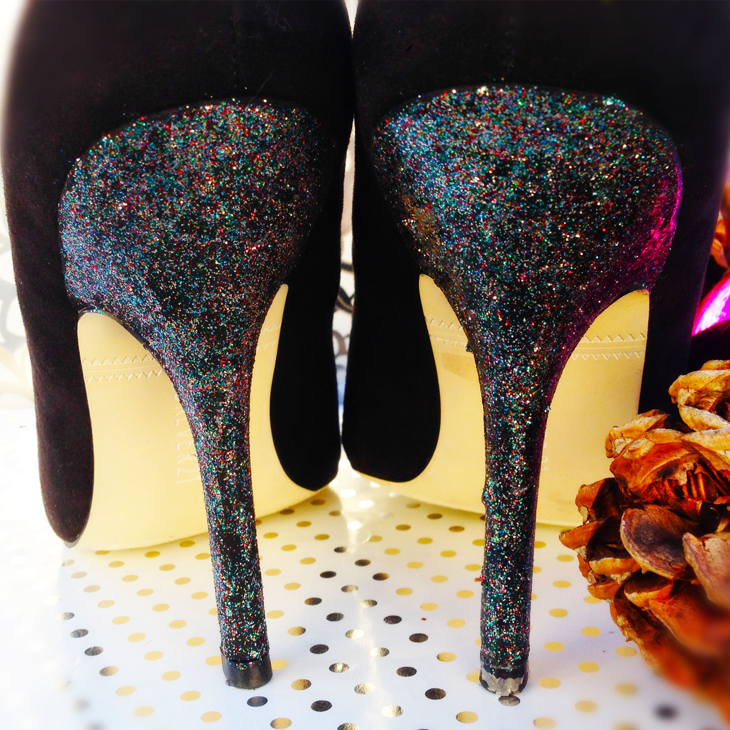 Use Glitter Polish to Fix Scuffed Heels!