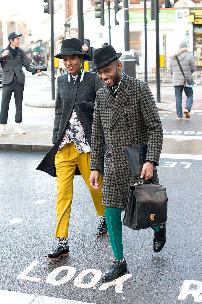 His and hers menswear that made a statement with bright trousers and smart hats.
His and hers menswear that made a statement with bright trousers and smart hats.