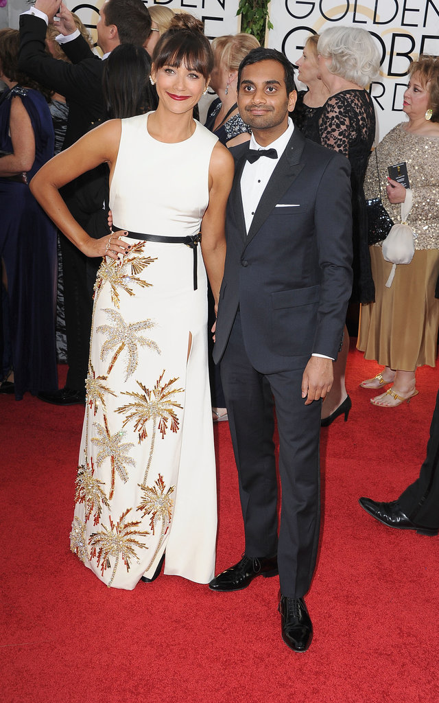 Parks and Recreation stars Rashida Jones and Aziz Ansari posed for photos together.
Parks and Recreation stars Rashida Jones and Aziz Ansari posed for photos together.