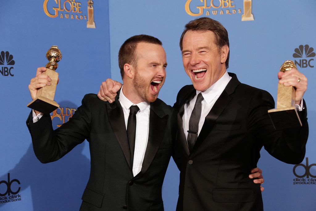 Aaron Paul and Bryan Cranston were pumped up about their win in the press room!
Aaron Paul and Bryan Cranston were pumped up about their win in the press room!