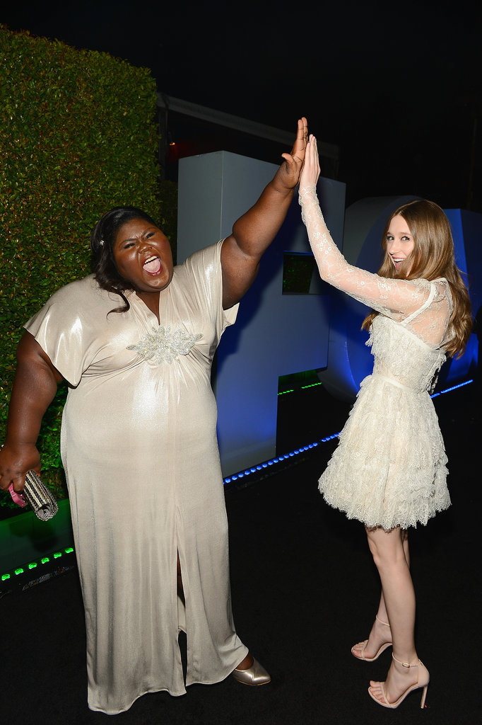 Gabourey Sidibe and Taissa Farmiga high-fived outside Fox and FX's party.
Gabourey Sidibe and Taissa Farmiga high-fived outside Fox and FX's party.