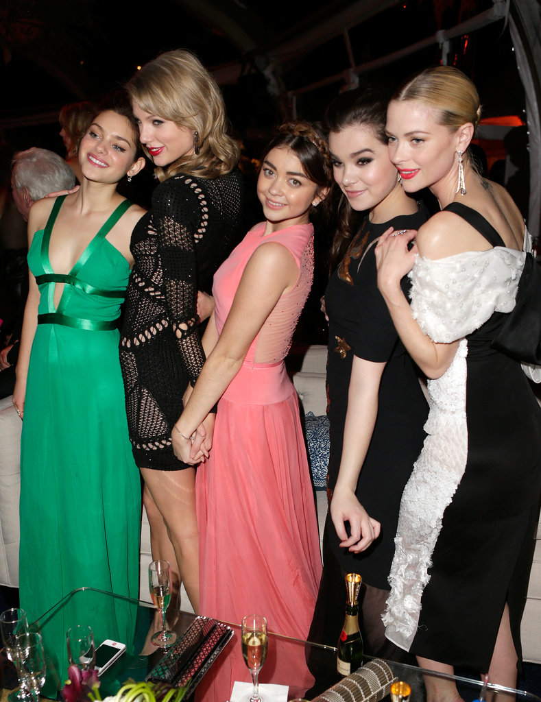 Ladies' night! Odeya Rush, Taylor Swift, Sarah Hyland, Hailee Steinfeld, and Jaime King grouped up at The Weinstein Company's Golden Globes afterparty. 
