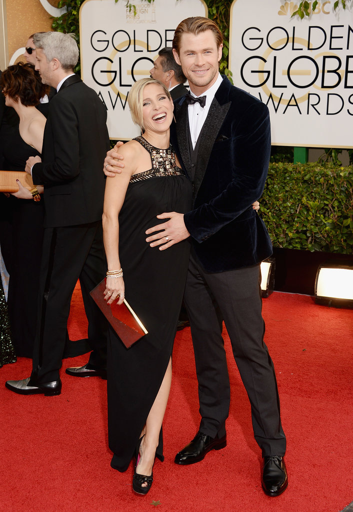 Chris Hemsworth showed off his wife Elsa Pataky's baby bump on the red carpet.
Chris Hemsworth showed off his wife Elsa Pataky's baby bump on the red carpet.