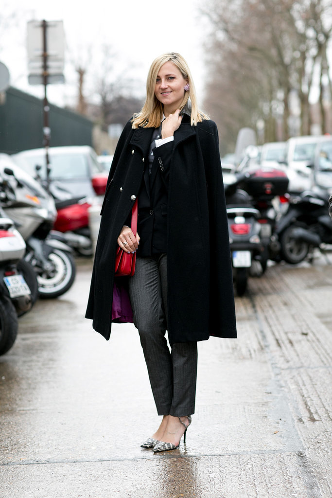 You probably already have the necessary elements in your closet — here's how to put your pumps, trousers, and elegantly draped coat all together.
You probably already have the necessary elements in your closet — here's how to put your pumps, trousers, and elegantly draped coat all together.