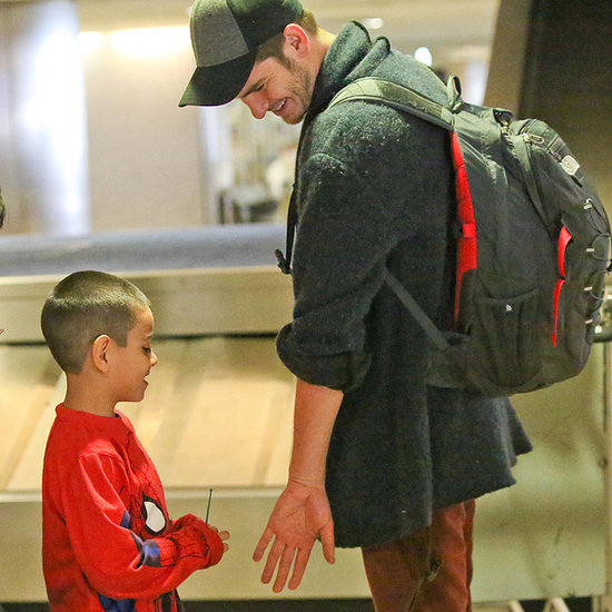 Andrew Garfield With a Kid in a Spider-Man Shirt | Pictures Andrew Garfield With a Kid in a Spider-Man Shirt | Pictures