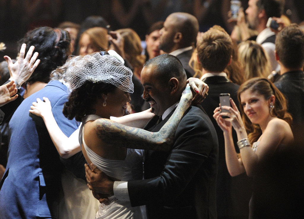 Anna Kendrick snapped a photo during Macklemore & Ryan Lewis's "Same Love" mass wedding at the Grammys.
Anna Kendrick snapped a photo during Macklemore & Ryan Lewis's "Same Love" mass wedding at the Grammys.