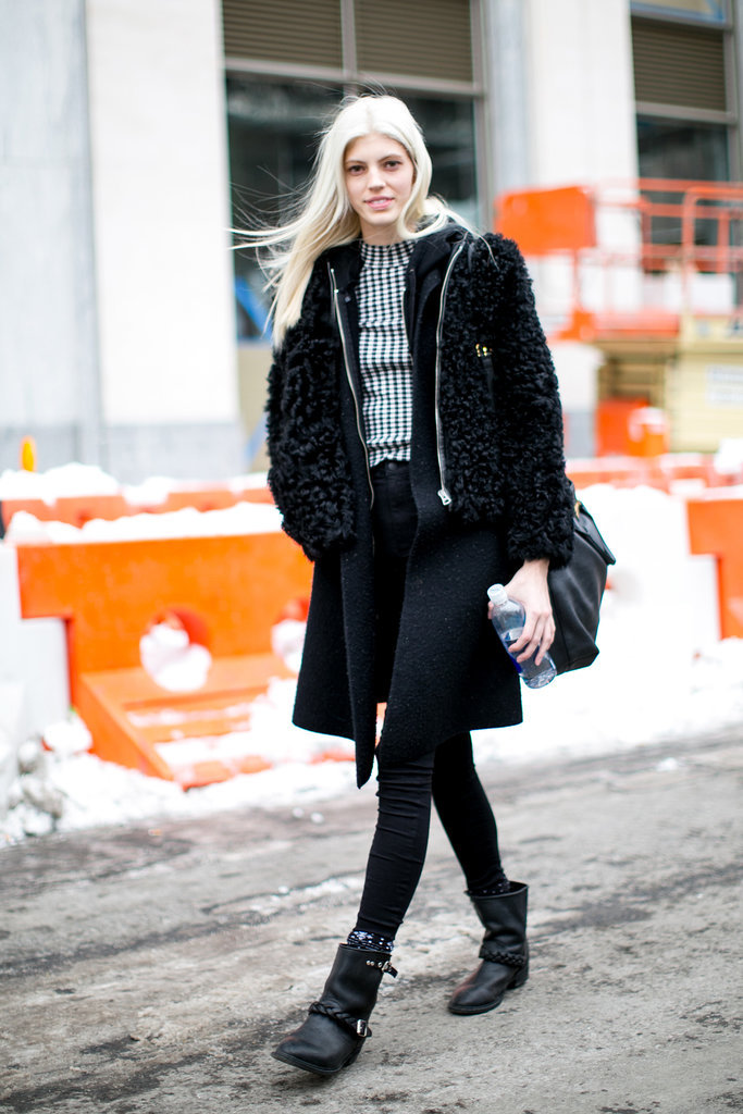 With this polished Winter look (and that perfect hair!), she could be shooting a campaign. 
