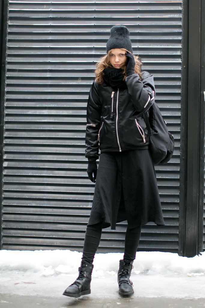 She wears the pants — under her skirt.
She wears the pants — under her skirt.