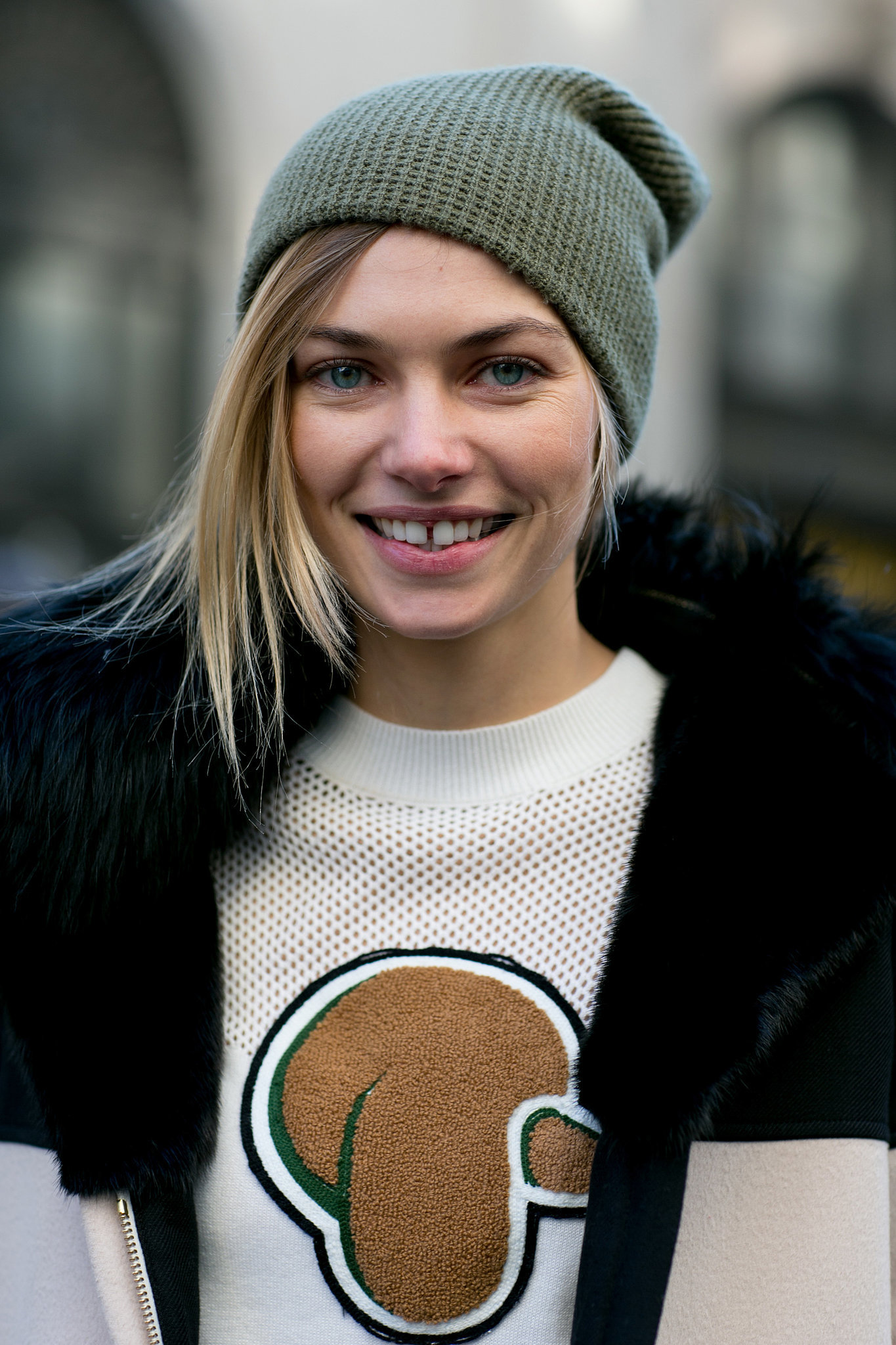 Jessica Hart's accessory of choice? A cool-girl beanie. 
