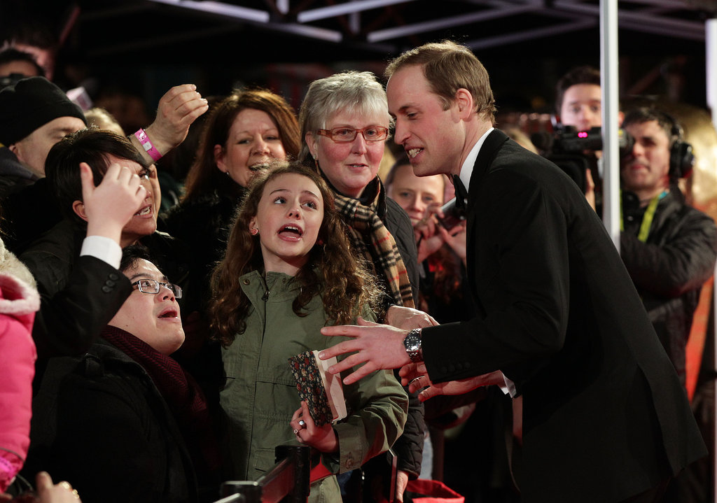 Prince William greeted fans at the BAFTAs.
Prince William greeted fans at the BAFTAs.