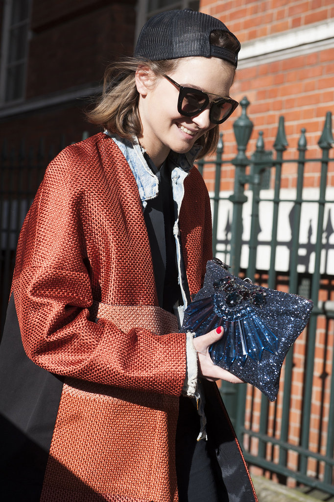 An all-star mix of add-ons, from the cap to the beaded clutch.
An all-star mix of add-ons, from the cap to the beaded clutch.