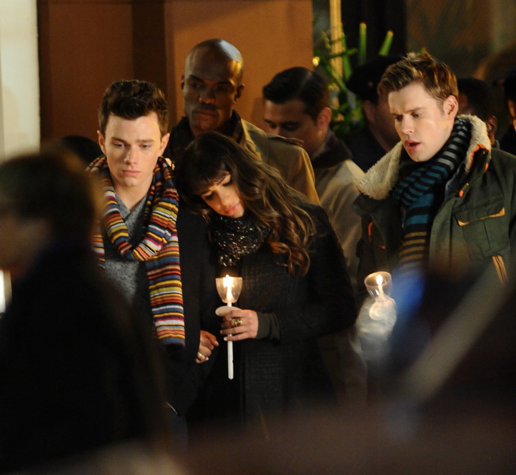 Spoiler Alert! Glee Films an Emotional Candlelight Vigil For . . . Spoiler Alert! Glee Films an Emotional Candlelight Vigil For . . .