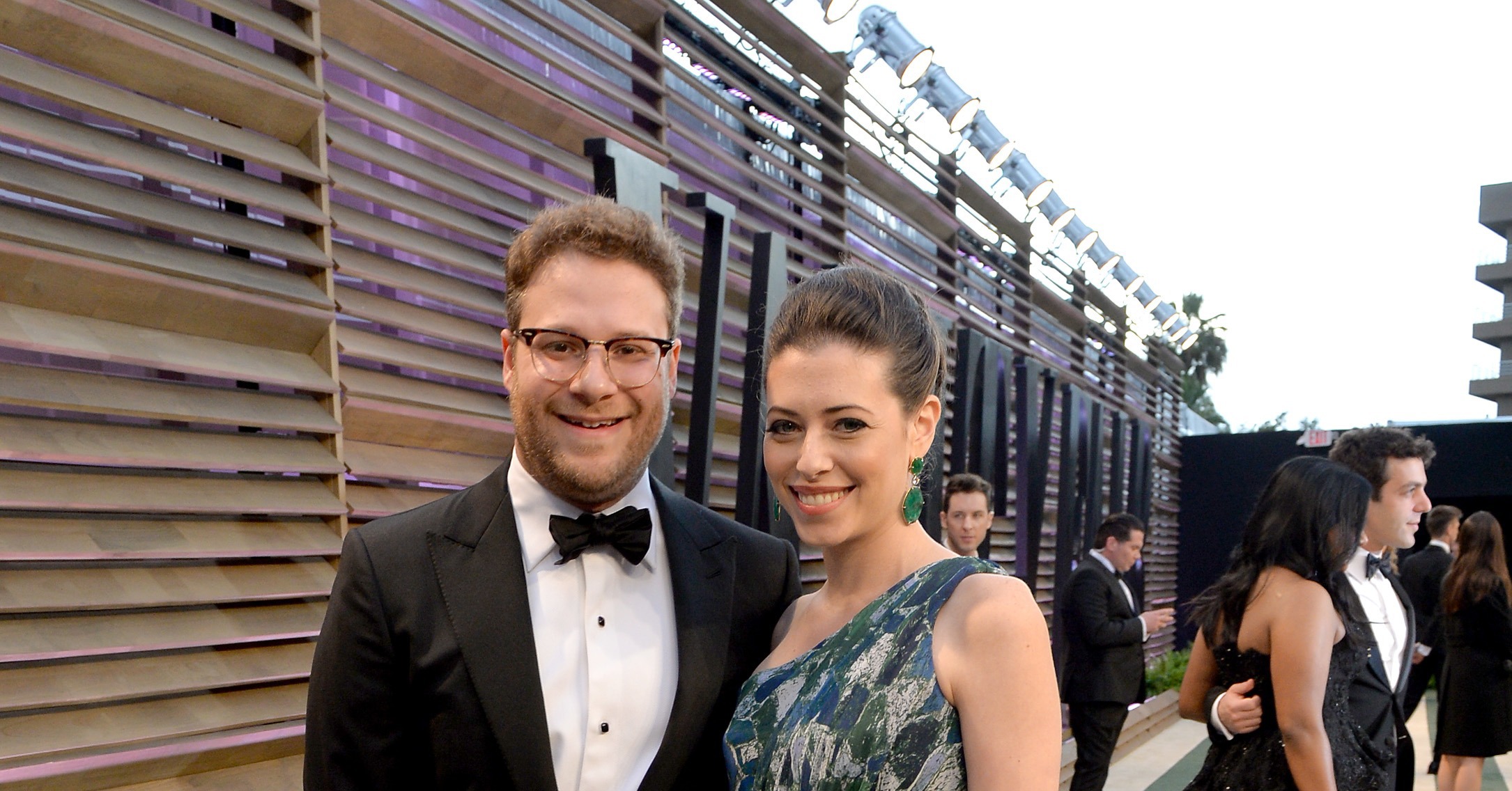 Seth Rogen showed up with his wife, Lauren Miller. Couples Get Cozy
