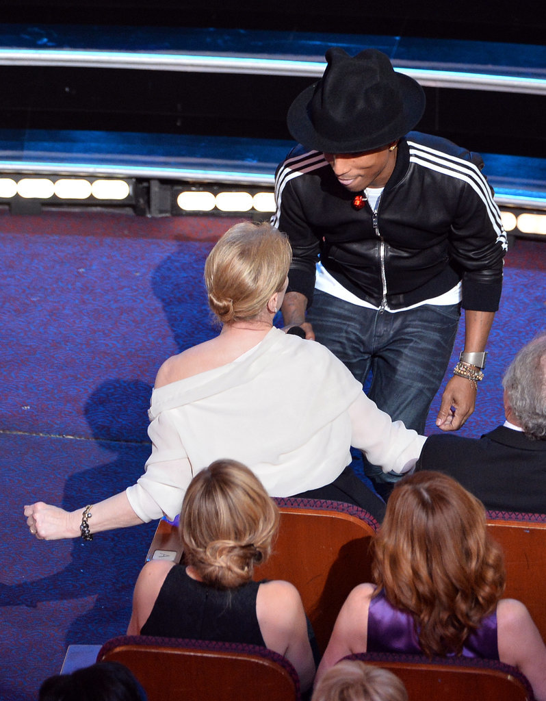 Pharrell shimmied with Meryl Streep during his performance of "Happy" at the Oscars — making for one of the best GIFs of the night.
Pharrell shimmied with Meryl Streep during his performance of "Happy" at the Oscars — making for one of the best GIFs of the night.
