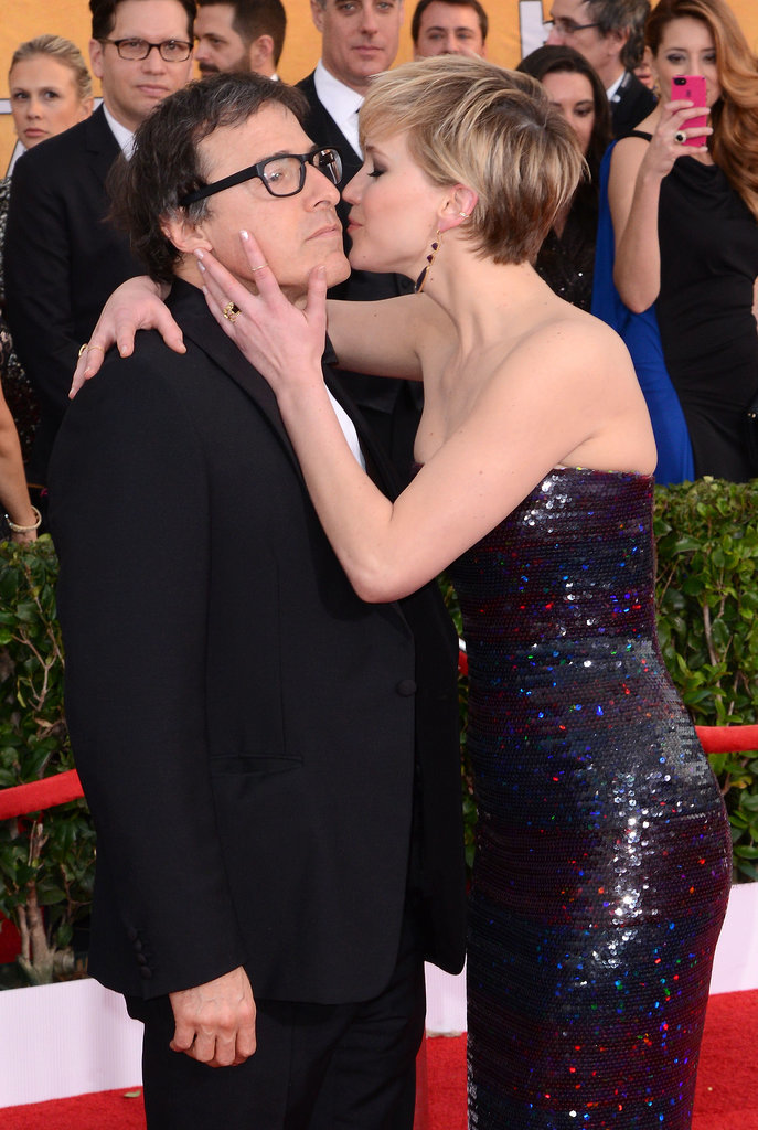 Jennifer Lawrence kissed director David O. Russell at the SAG Awards.
Jennifer Lawrence kissed director David O. Russell at the SAG Awards.