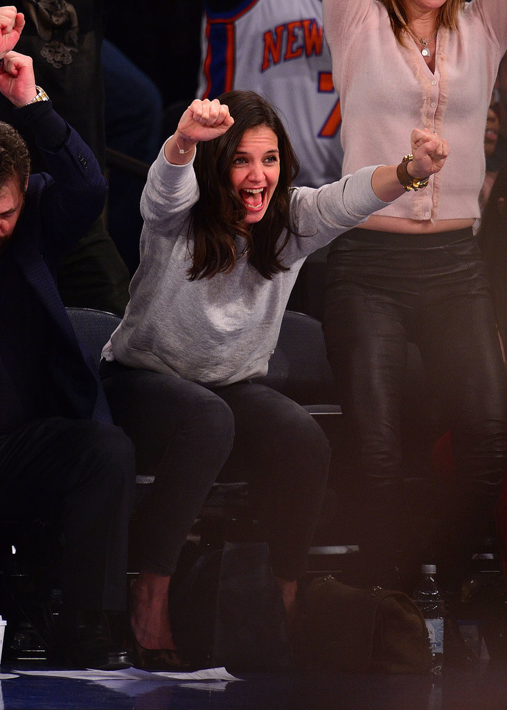 Katy Holmes couldn't contain her excitement after a big moment in the Miami Heat vs. New York Knicks game in January.
Katy Holmes couldn't contain her excitement after a big moment in the Miami Heat vs. New York Knicks game in January.