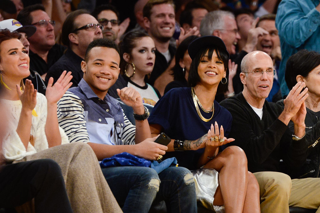 Rihanna brought her brought her brother, Rajad Fenty, to see the LA Lakers battle it out with the Portland Trailblazer in December 2013.
Rihanna brought her brought her brother, Rajad Fenty, to see the LA Lakers battle it out with the Portland Trailblazer in December 2013.