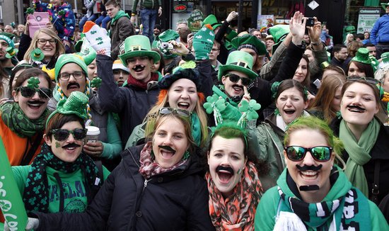 Dublin revelers sported mustaches and plenty of green. Dublin revelers sported mustaches and plenty of green.