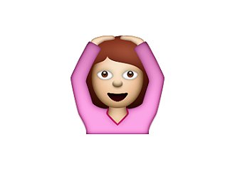 Interpretation: "I don't get it!"
Name + meaning: Face With OK Gesture. A person with arms above her head, making an ‘OK’ sign (circle) with the whole body. Also looks a bit like a ballerina, or putting hands on head.
Also known as: Ballerina emoji; hands on head emoji
Source: Emojipedia
Interpretation: "I don't get it!"
Name + meaning: Face With OK Gesture. A person with arms above her head, making an ‘OK’ sign (circle) with the whole body. Also looks a bit like a ballerina, or putting hands on head.
Also known as: Ballerina emoji; hands on head emoji
Source: Emojipedia