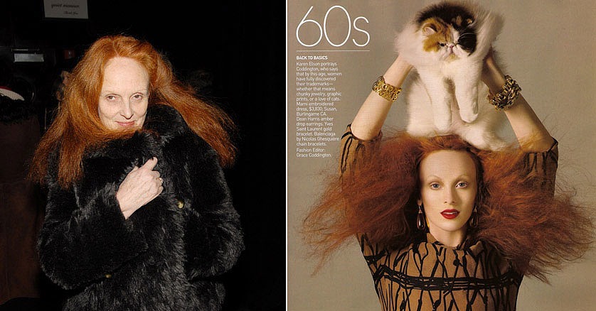 Karen Elson Pulls On Her Grace Coddington Face for Vogue August 2008 Karen Elson Pulls On Her Grace Coddington Face for Vogue August 2008
