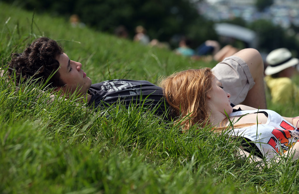 A pair rested in the grass at Glostonbury Festival in the UK.
A pair rested in the grass at Glostonbury Festival in the UK.