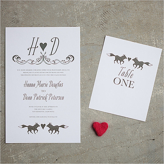Fox Wedding Invitation Fox Wedding Invitation