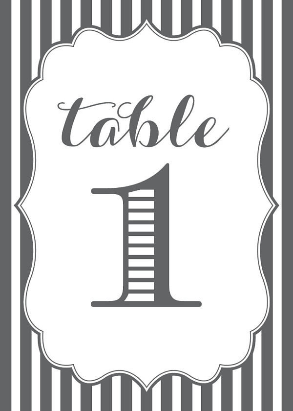 Striped Table Numbers Striped Table Numbers