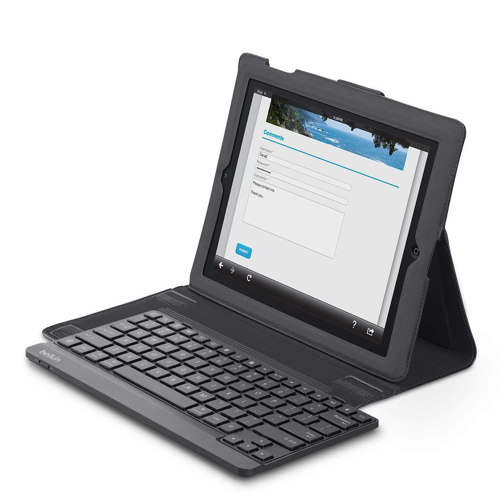 This is the ultimate accessory for setting up a mobile office anywhere, at anytime. Turn an iPad into a workstation with Belkin's folio and keyboard for iPad 2, 3, and 4 ($100). The keyboard is removable, and the slim design eliminates bulk.
This is the ultimate accessory for setting up a mobile office anywhere, at anytime. Turn an iPad into a workstation with Belkin's folio and keyboard for iPad 2, 3, and 4 ($100). The keyboard is removable, and the slim design eliminates bulk.