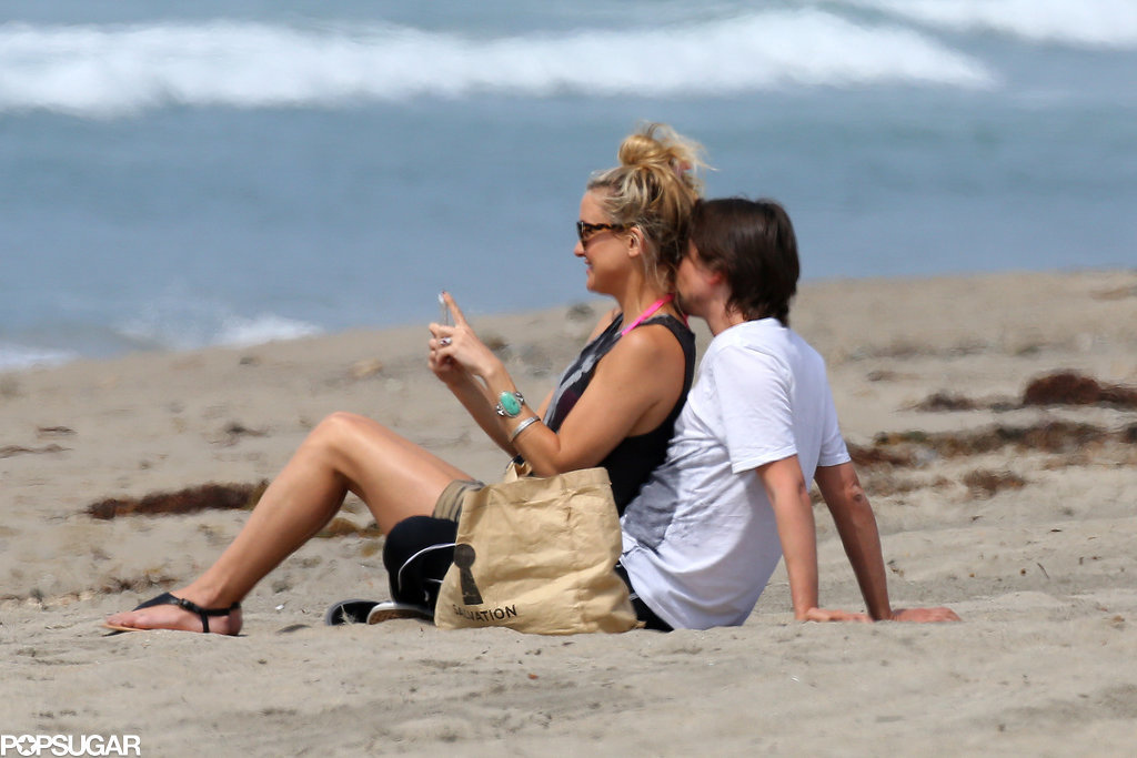 Kate Hudson and Matthew Bellamy announced their on-again status with kisses and cuddles on the beach in Malibu in April 2014.
Kate Hudson and Matthew Bellamy announced their on-again status with kisses and cuddles on the beach in Malibu in April 2014.