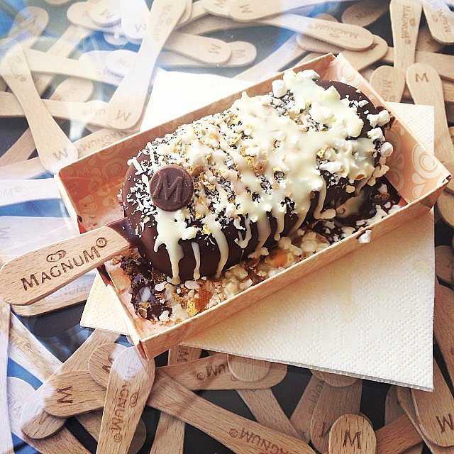 We are only slightly ashamed to admit that we ate this Magnum bar coated in Belgian chocolate, popcorn, gold flake, and coconut for breakfast one day before shooting an episode of POPSUGAR Now at the ice cream giant's beachside location.
We are only slightly ashamed to admit that we ate this Magnum bar coated in Belgian chocolate, popcorn, gold flake, and coconut for breakfast one day before shooting an episode of POPSUGAR Now at the ice cream giant's beachside location.