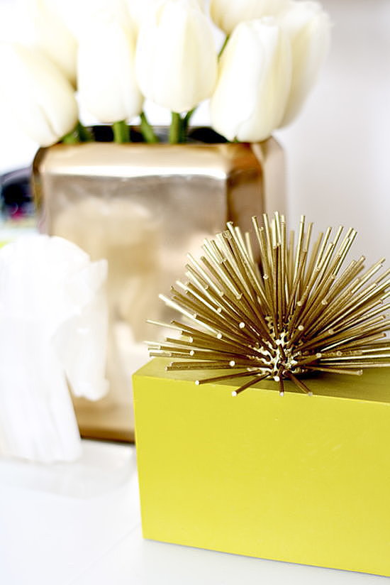 Forget pining for pricier versions, this DIY brass urchin can be whipped up with oven-bake clay, mini wooden dowels, and gold spray paint. Done!
Source: Craft and Couture
Forget pining for pricier versions, this DIY brass urchin can be whipped up with oven-bake clay, mini wooden dowels, and gold spray paint. Done!
Source: Craft and Couture