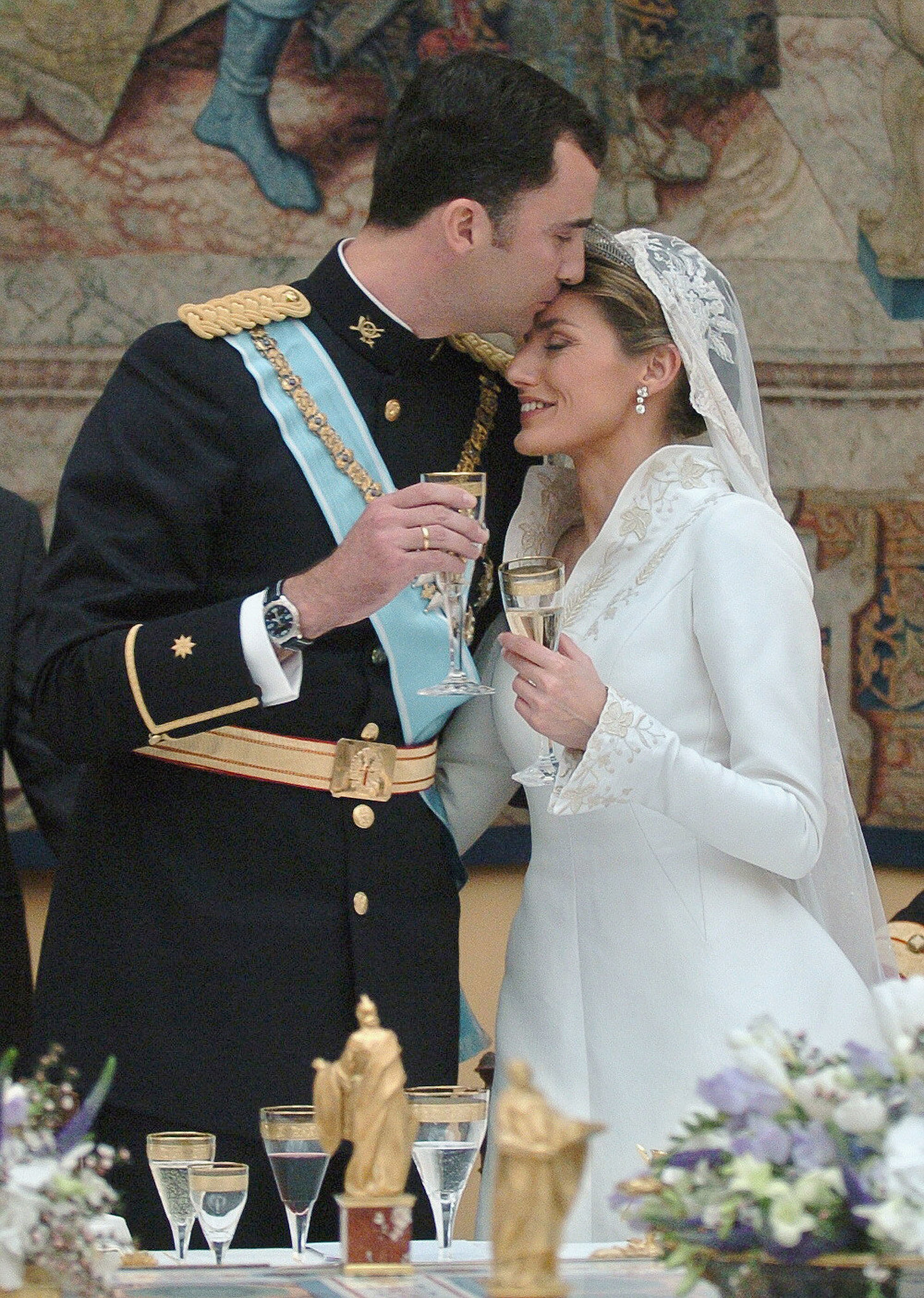 In May 2004, Felipe Gave Letizia A Tender Kiss On Their Wedding Day ...