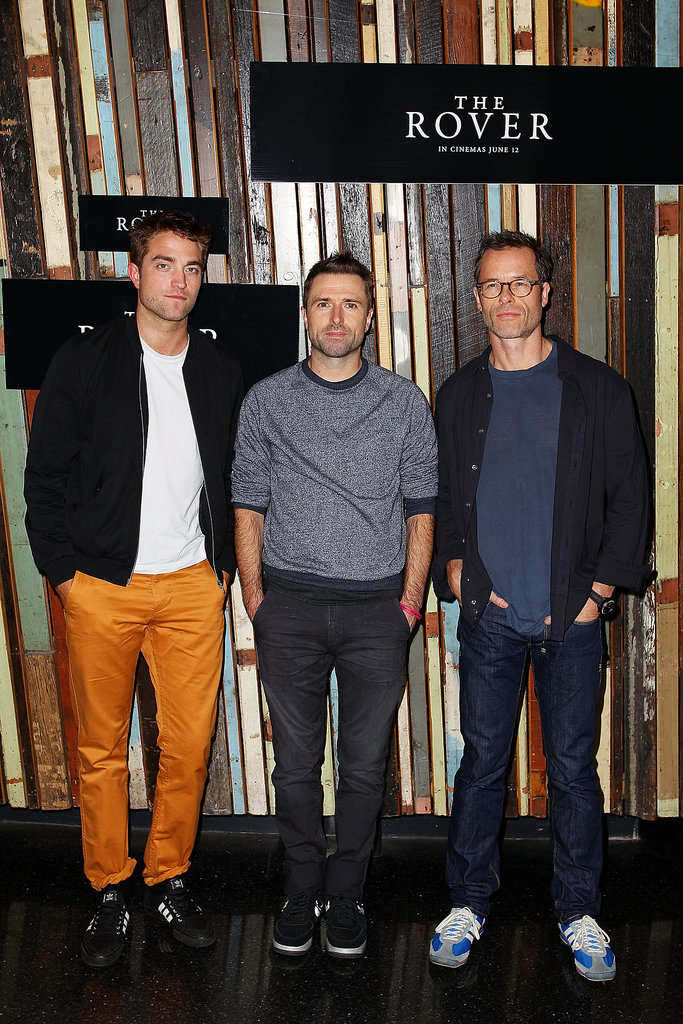 Robert Pattinson posed at a photocall for The Rover with director David Michod and costar Guy Pearce in Sydney on Friday.
Robert Pattinson posed at a photocall for The Rover with director David Michod and costar Guy Pearce in Sydney on Friday.